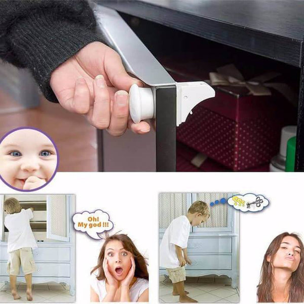 Child Safety Magnetic Lock (4 Locks + 1 Key)