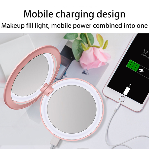 Portable Folding Led Charger Cosmetic Mirror With Lamp