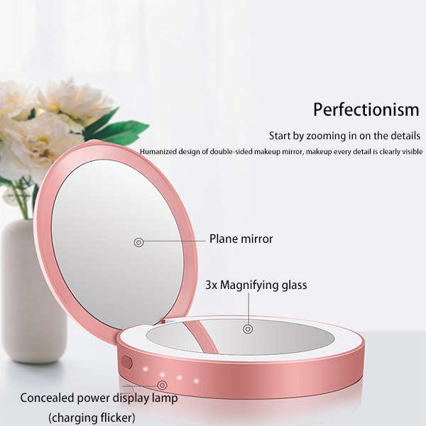 Portable Folding Led Charger Cosmetic Mirror With Lamp